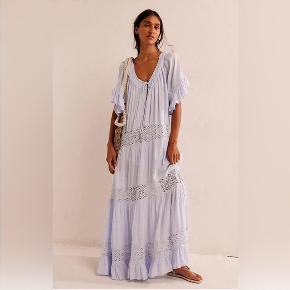 Free People Light Blue Lace Maxi Dress
